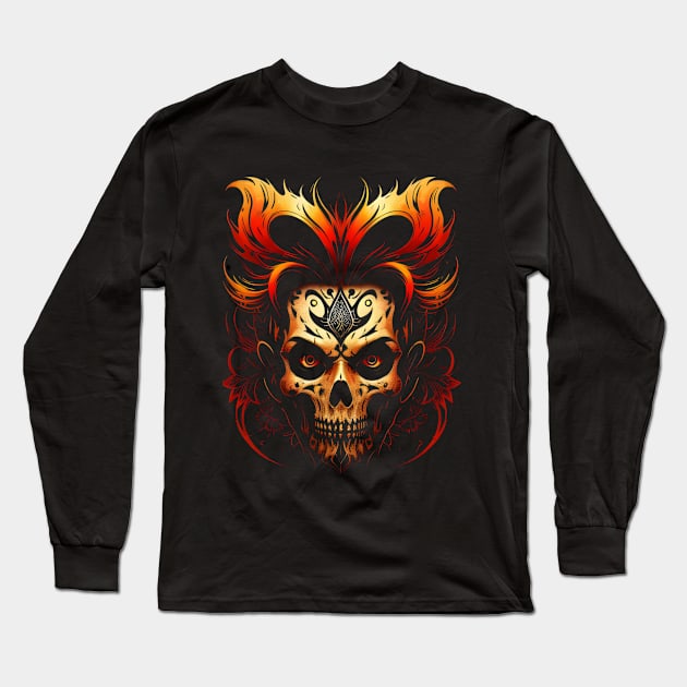 Skull fire Long Sleeve T-Shirt by Karma